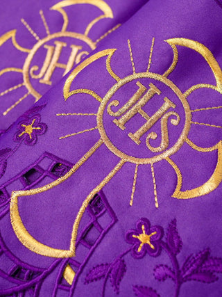 Metric with front embroidery IHS Cross Purple - LITURGICAL SHOP