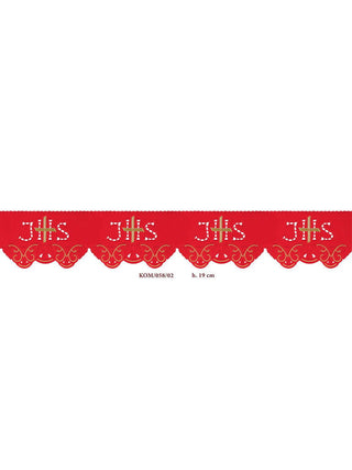 Metric with front embroidery IHS Cross Red - LITURGICAL SHOP