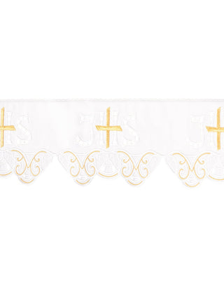 Metric with front embroidery IHS Cross White - LITURGICAL SHOP