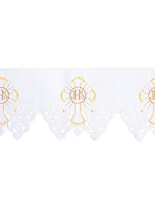 Metric with front embroidery IHS Cross White - LITURGICAL SHOP