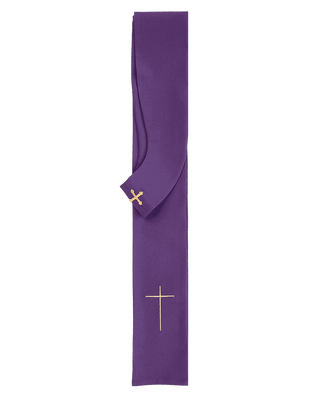 Ornate Embroidered Cross Purple Decorative Stripes - LITURGICAL SHOP