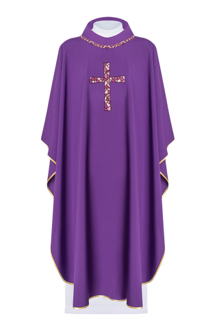 Purple Chasuble with Cross Mosaic - LITURGICAL SHOP