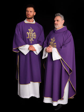 Purple IHS Embroidered Dalmatics - LITURGICAL SHOP