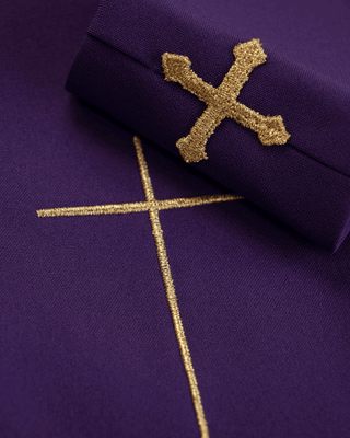 Purple chasuble decorated with 500 stones with a narrow band - LITURGICAL SHOP