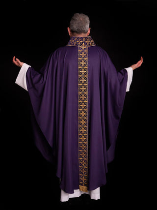 Purple chasuble decorated with five hundred decorative stones - LITURGICAL SHOP