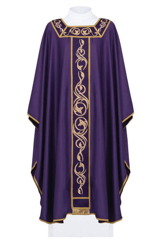 Purple chasuble embroidered on lightweight fabric - LITURGICAL SHOP