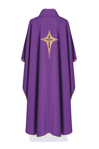 Purple chasuble embroidered with cross motif - LITURGICAL SHOP