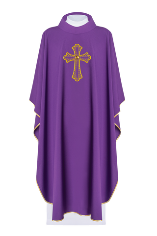 Purple chasuble embroidered with symbol of the cross Purple - LITURGICAL SHOP