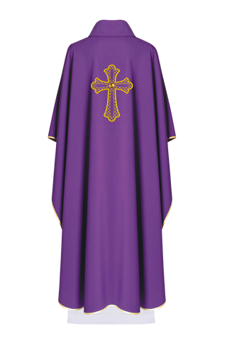 Purple chasuble embroidered with symbol of the cross Purple - LITURGICAL SHOP