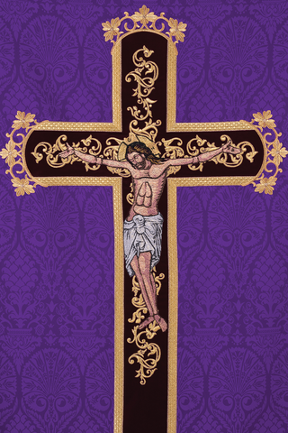 Purple chasuble embroidered with the pattern of Jesus Christ - LITURGICAL SHOP