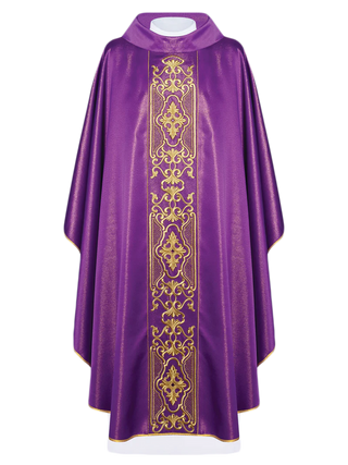 Purple chasuble richly embroidered glossy - LITURGICAL SHOP