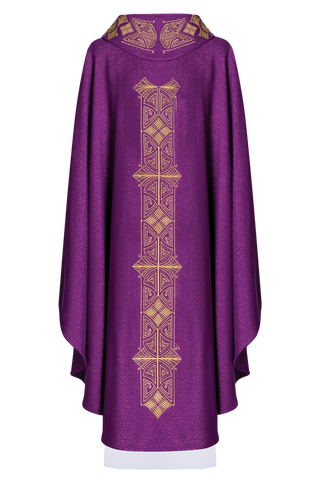 Purple chasuble richly embroidered glossy - LITURGICAL SHOP