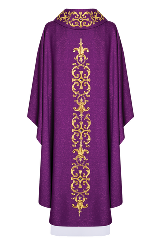 Purple chasuble richly embroidered with stones - LITURGICAL SHOP