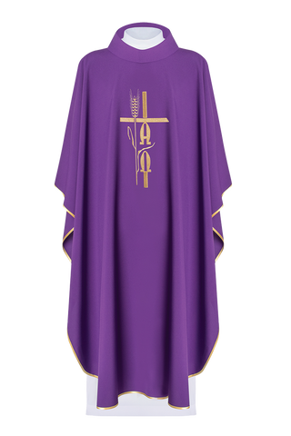 Purple chasuble with Alpha Omega embroidery - LITURGICAL SHOP