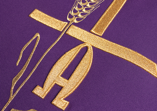 Purple chasuble with Alpha Omega embroidery - LITURGICAL SHOP