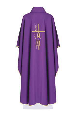 Purple chasuble with Alpha Omega embroidery - LITURGICAL SHOP