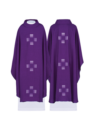 Purple chasuble with embroidered crosses - LITURGICAL SHOP