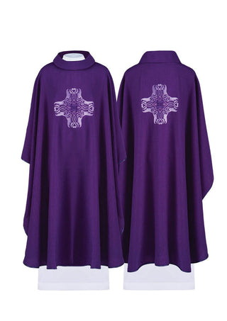 Purple chasuble with embroidery of the Cross - LITURGICAL SHOP