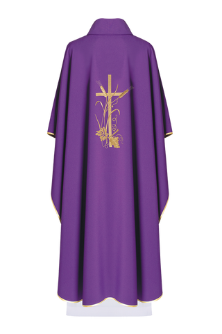 Purple chasuble with gold cross embroidery - LITURGICAL SHOP