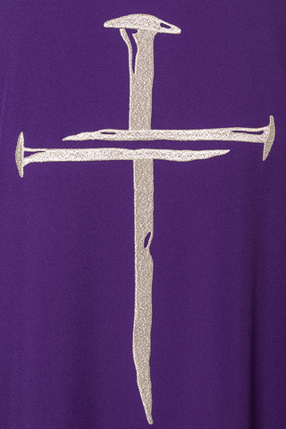 Purple chasuble with silver embroidered Cross for Lent - LITURGICAL SHOP