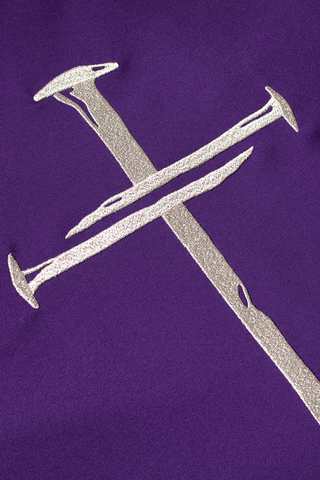 Purple chasuble with silver embroidered Cross for Lent - LITURGICAL SHOP