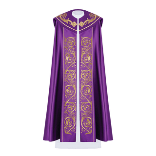 Purple liturgical cape with gold IHS monogram - LITURGICAL SHOP