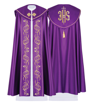 Purple liturgical cape with gold embroidery - LITURGICAL SHOP