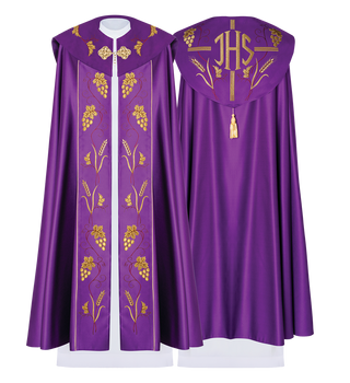 Purple liturgical cape with gold grape embroidery - LITURGICAL SHOP