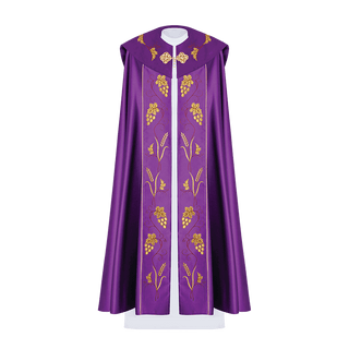 Purple liturgical cape with gold grape embroidery - LITURGICAL SHOP