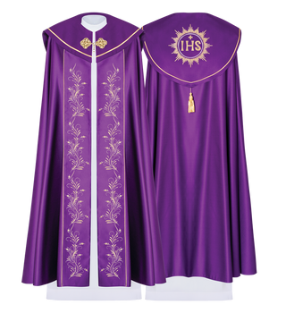 Purple liturgical cape with subtle embroidery - LITURGICAL SHOP