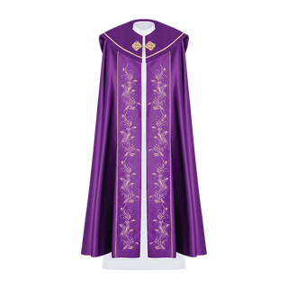 Purple liturgical cape with subtle embroidery - LITURGICAL SHOP