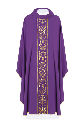 Purple liturgical chasuble decorated with gold embroidered belt - LITURGICAL SHOP