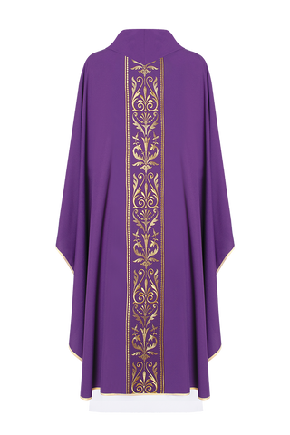 Purple liturgical chasuble decorated with gold embroidered belt - LITURGICAL SHOP