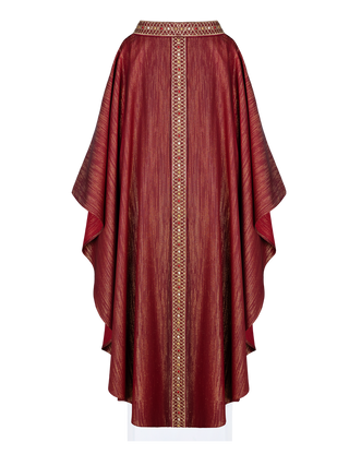 Red Chasuble with Embroidered Belt and Collar - LITURGICAL SHOP