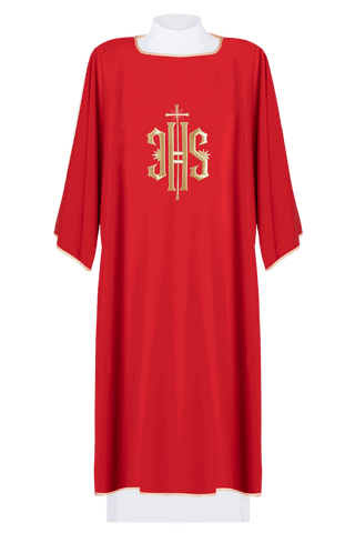 Red Dalmatian with embroidered gold IHS - LITURGICAL SHOP