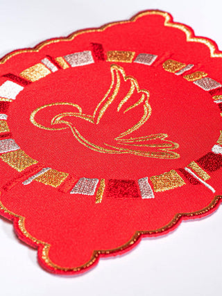 Red chalice linen with Holy Spirit embroidery - LITURGICAL SHOP