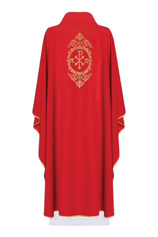 Red chasuble with PAX surrounded by gold embroidery - LITURGICAL SHOP