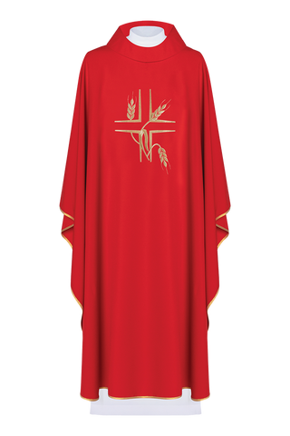 Red chasuble with embroidery of the Cross and Spikes - LITURGICAL SHOP