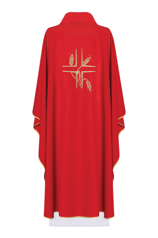 Red chasuble with embroidery of the Cross and Spikes - LITURGICAL SHOP