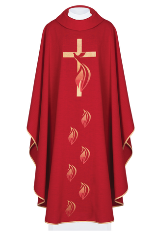 Red chasuble with embroidery of the Holy Spirit - LITURGICAL SHOP