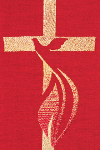 Red chasuble with embroidery of the Holy Spirit - LITURGICAL SHOP