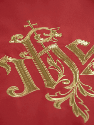 Red chasuble with gold IHS embroidery - LITURGICAL SHOP