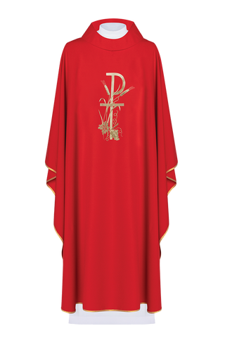 Red chasuble with gold cross embroidery - LITURGICAL SHOP