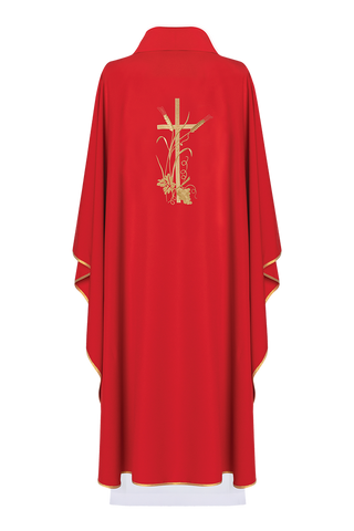 Red chasuble with gold cross embroidery - LITURGICAL SHOP