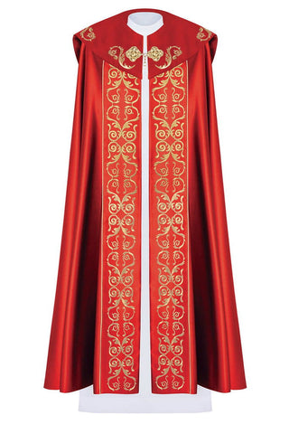 Red liturgical cape with gold monogram - LITURGICAL SHOP