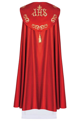 Red liturgical cape with gold monogram - LITURGICAL SHOP