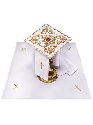 Richly decorated chalice linen with IHS embroidery - LITURGICAL SHOP