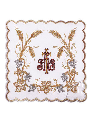 Richly decorated chalice linen with IHS embroidery and ears - LITURGICAL SHOP