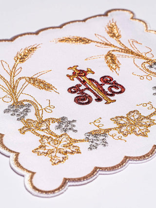 Richly decorated chalice linen with IHS embroidery and ears - LITURGICAL SHOP