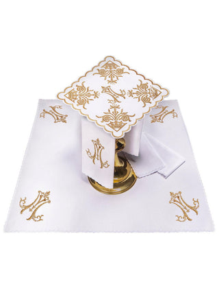 Richly decorated chalice linen with gold Marian embroidery - LITURGICAL SHOP